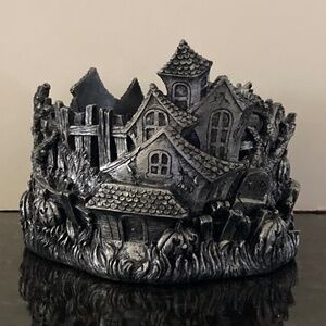 Homework by Harry Slatkin Halloween Village of Haunted Houses Candle Pedestal